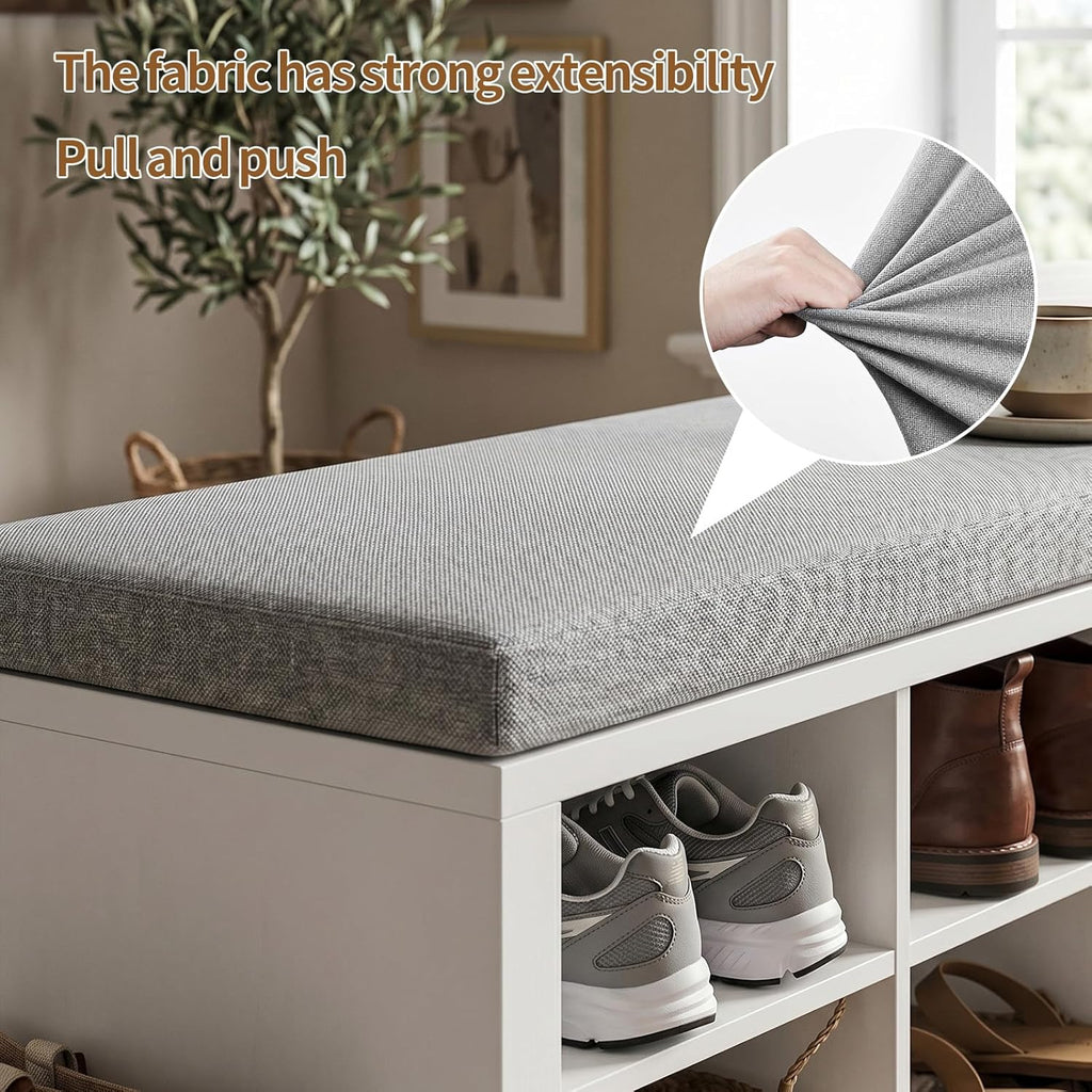 Shoe Rack Bench, Shoe Storage Bench with Cushion, Shoe Organizer 16 Cubbies for Entryway Hallway Bedroom Living Room, Holds Up to 400lbs