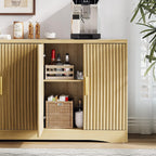 Memobarco 55" Modern Sideboard Buffet Cabinet with Storage, 4 Door Fluted Credenza Table Media Console Cabinet Entryway Cabinets with Adjustable Shelves for Living Room Kitchen, Wood