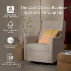 Babyletto Kiwi Plus Power Recliner and Swivel Glider with Power Headrest and USB Port in Performance Beach Eco-Weave, Water Repellent & Stain Resistant, Greenguard Gold and CertiPUR-US Certified