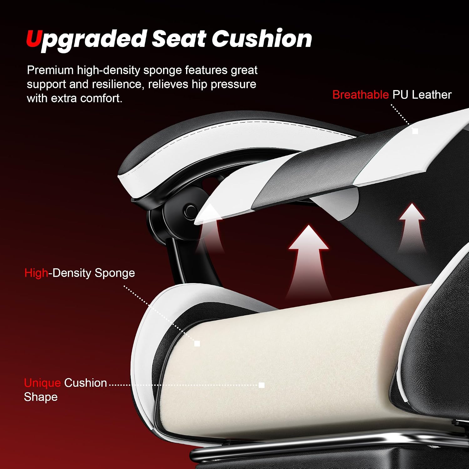 Gaming Chair with Footrest, Ergonomic Video Game Chair with Headrest and Lumbar Support, 400 lbs Adult Chair, Height Adjustable 360° Swivel High Back Reclining Computer Chair for Home Office (White)