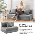JKMAX Twin Size Folding Sofa Bed - 4 in 1 Convertible Sleeper Chair with Pillow - High Density Memory Foam Futon Couch - Foldable Bed for or Living Room Bedroom (Dark Grey)