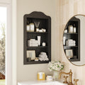 CJL 14'' x 24'' Victorian Recessed Medicine Cabinet, Solid Wood in-Wall Bathroom Cabinet, Wall Niche Shelf, 3-Tier, No MDF, Black