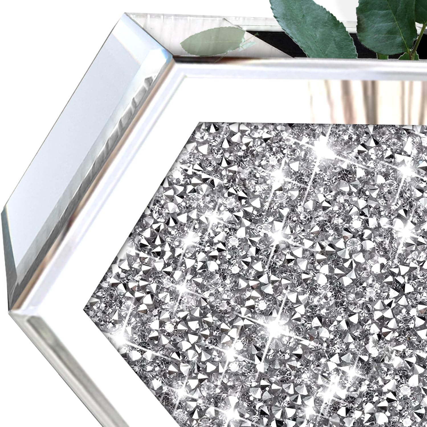 Flower Vase Crushed Diamond Hanging Planter& Geometric Decor Mirrored Container,Set of 2 Diamond Shape Decorative Vases Luxury for Home Decor. Befit for Artificial Flowers, Can't Hold Water.