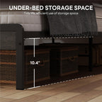 LIKIMIO Full Bed Frame with Headboard, Dark Wood Camas Full with Strong Supports, Sturdy, Noise-Free, No Box Spring Needed, Grey