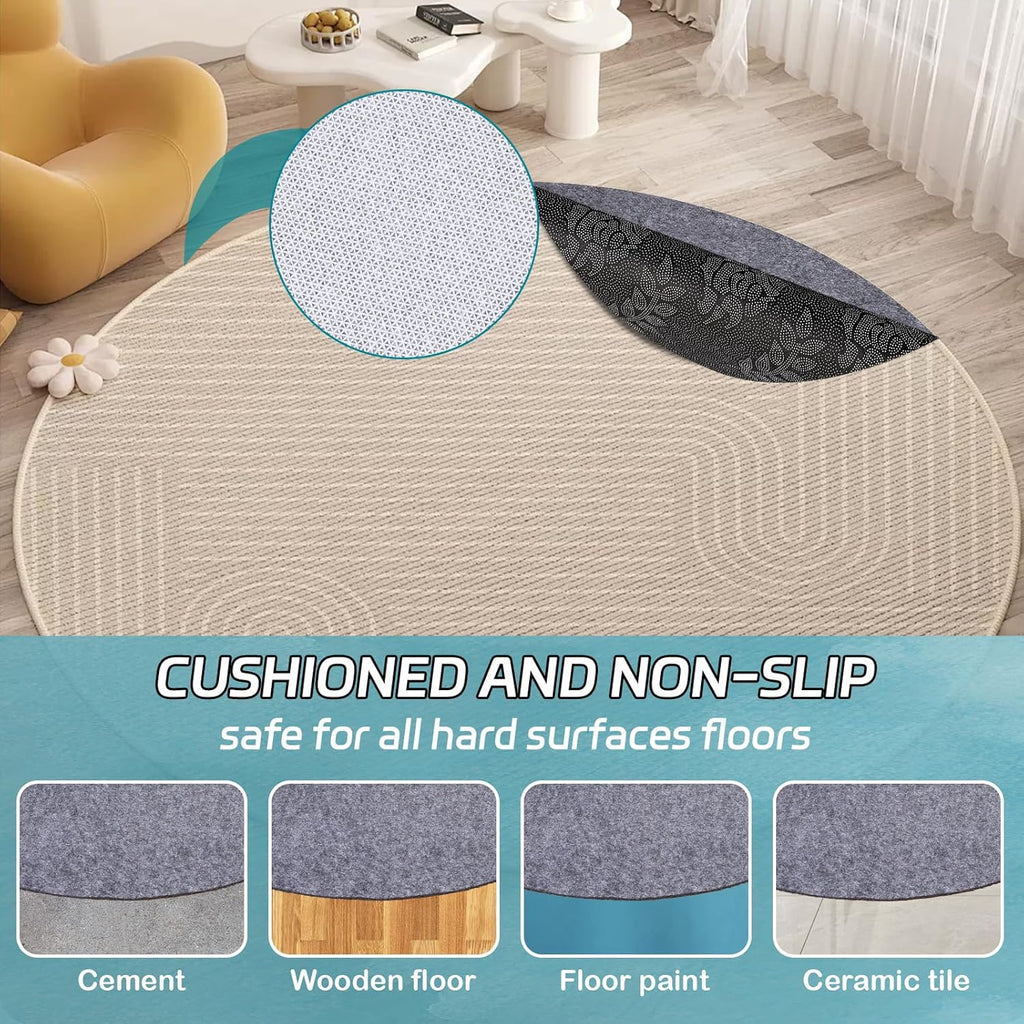 Waterproof Rug Pad Round 1/4Thick Waterproof Non-Slip Rug Pad,Pad for Hardwood Floors,Rug Pads for All Floors and Finishes, Keeps Carpets in Place Soft and Safe（5FT）