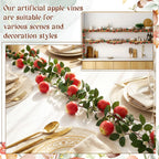 Suncalla 6 Pcs Artificial Apple Garland 57inch Fake Apples Bunch Strings with Stem and Leaves Fruit Hanging Vines Decorations for Kitchen Table Centerpieces Wall Party Birthday