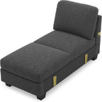 Belffin Modular Sectional Sleeper Sofa Bed with Extendable Length Deep Seat Cloud Couch for Living Room. Dark Grey
