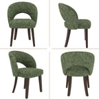 Dining Chairs Set of 2, Mid Century Modern Dining Chairs with Solid Wood Legs, Curved Back Kitchen Chair Farmhouse Side Upholstered Chairs for Kitchen Dining Room, Green