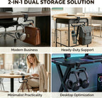 Desk Hook & Bag Hooks for Tables, Anti-Slip 60LB Heavy Duty Clamp-On Backpack Hanger, Extended Clearance Bag Holder for Desk for Office & Gaming, Adjustable (0.19-1.57in) (Black)