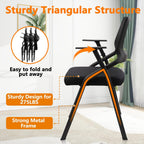 CLATINA Stackable & Foldable Office Chairs with Ergonomic Lumbar Support and Thickened Seat Cushion, Folding Mesh Fabric Reception Guest Chair for School Church Lobby Conference Room, Black (2pk)
