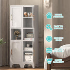 67" H Tall Bathroom Storage Cabinet with 2 Doors ＆Adjustable Shelves,Narrow Metal Cabinet with Open Countertop,Narrow Storage Unit for Small Space,Bathrooms,Entryway,Kitchen- Assembly Required(White)