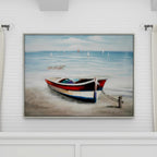 Deco 79 Canvas Sail Boat Framed Wall Art with Silver Frame, 47" x 2" x 36", Multi Colored