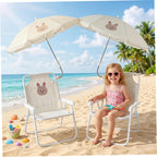 Kids Beach Chair with Umbrella, Foldable Toddler Lawn Chair with Sun Shade for Beach/Pool/Camping/Fishing, Bunny..