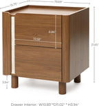 LuxenHome 21.6" Brown Nightstand with 2 Drawers, Mid Century Modern Night Stand for Bedroom, Wooden Bedside Table for Living Room