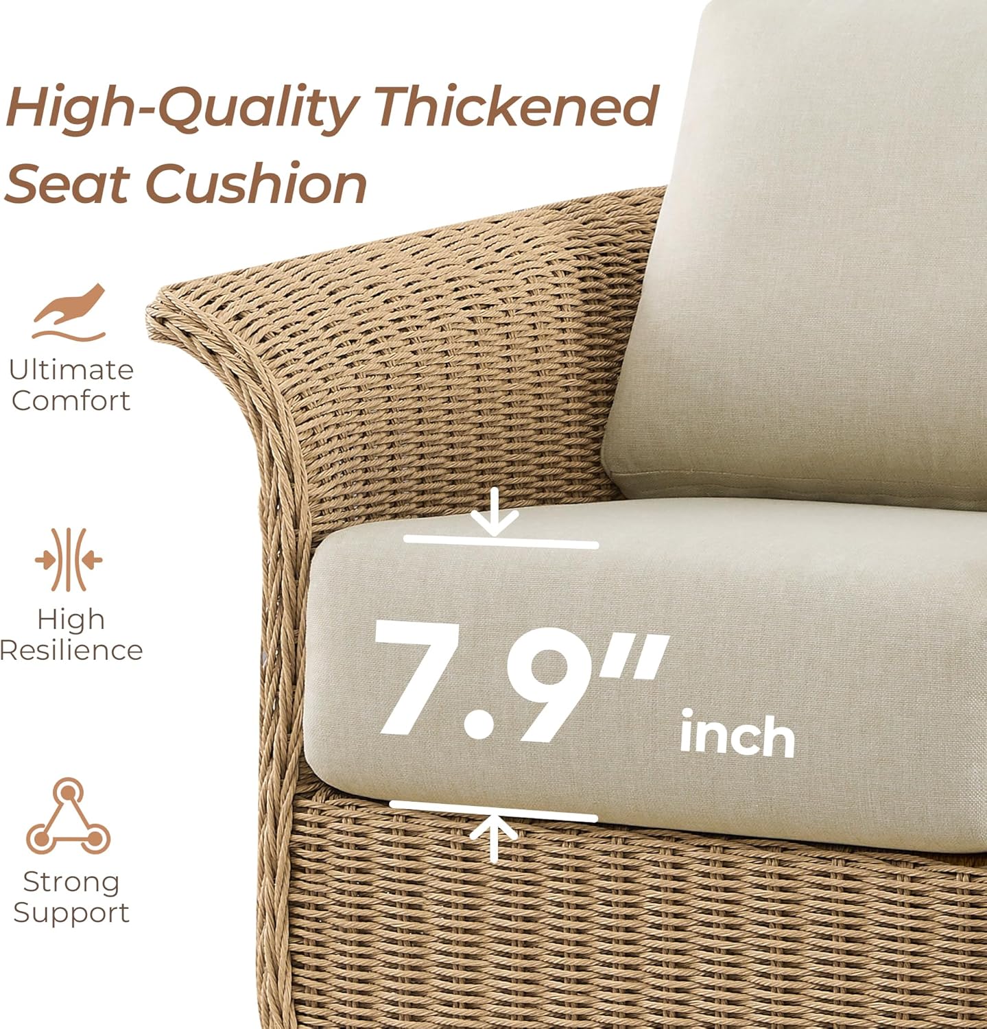 CHITA Wicker Patio Swivel Chairs with Removable Thickened Cushion, Outdoor Rattan Chairs for Sunroom, Garden, Deck, Backyard or Porch