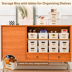 8 Pack Plastic Storage Bins with Bamboo Lids - Stackable Storage Baskets with Handle for Pantry Organizer and Storage, Plastic Containers Bins Lidded Storage Bins for Classroom Office Shelves