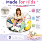 Clear Stuffed Animal Storage Bean Bag Chair Cover for Kids with Zipper | Transparent Waterparoof, Wipe Clean Thicker PVC, Holds 50+ Stuffed Animals, Double Zipper for Plush Toys Storage & Organizing
