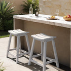 Ciokea 2 Set 24" Outdoor Bar Stools Heavy Duty HDPE Counter Height Bar Stools Weatherproof Patio Seats Modern Waterproof BarStools for Bar Deck Balcony Kitchen Counter Yard, White