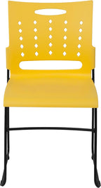 EMMA + OLIVER 881 lb. Capacity Yellow Sled Base Stack Chair with Air-Vent Back