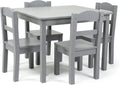 Humble Crew Toddler Table and Chair Set for Kids, Wood Activity Furniture | Sturdy 5 piece playroom or bedroom desk, perfect size for crafts, snacks, homework, and learning, includes 4 matching seats