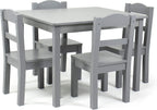 Humble Crew Toddler Table and Chair Set for Kids, Wood Activity Furniture | Sturdy 5 piece playroom or bedroom desk, perfect size for crafts, snacks, homework, and learning, includes 4 matching seats