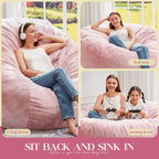 Hobestluk Bean Bag Chair for Adult Giant Beanbag with Filler Pink 3FT | Breathable Material Removable Machine Washable Cover Memory Foam Living Room Bedroom Reading Gaming Oversized Large Big