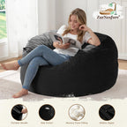 ZurNesfure Bean Bag Chairs for Adults 3FT Large Bean Bag Chair Memory Foam Filled Lazy Sofa with Removable Washable Cover Beanbag for Living Room Bedroom Dorm (Black, Medium)