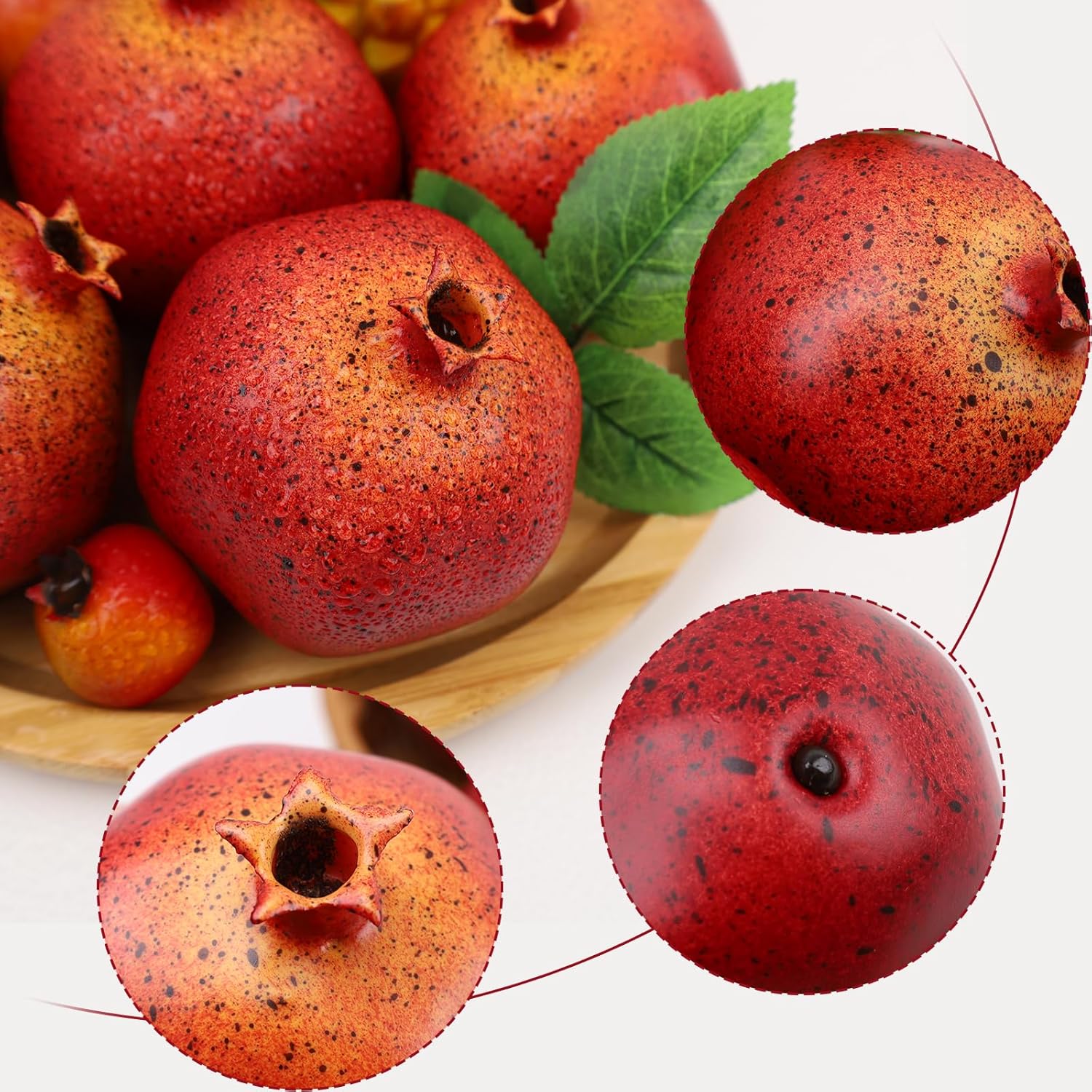 6pcs Fake Pomegranates,Realistic Fake Fruit for Home Decor,Plastic Artificial Pomegranates Decor