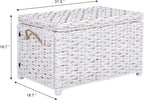happimess HPM9003E Jacob 31.5" Handwoven Wicker Storage Trunk, Distressed White, Collapsible for flat storage, for Office, Dorm Room, Entryway, Bedroom, Dining Room