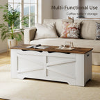 47.2" Wooden Storage Bench, Flip Top Trunk with 2 Safety Hinges, 300lbs Capacity, Multifunctional Entryway Bench for Hallway Bedroom Living Room, Blanket Organizer, White Walnut