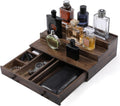 Boulphia Cologne Organizer for Men, 3-Tier Cologne Stand with Drawer and Hidden Compartment, Wooden Cologne Shelf for Perfume Display Holder, Great Gifts for Men, Vintage