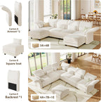 LLappuil 10 Seater Sectional Sofa with Storage, Large U Shaped Modular Sectional Couches for Living Room with Adjustable Arms Backs, Plush Supportive Cushions, 10 Seater, Beige Corduroy | Tool Free Assembly