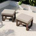 COOS BAY Natural Cedar Outdoor Patio Ottomans with Removable Cushions, Set of 2, Real Wood Footrests for Deck, Porch, Balcony, and Backyard, Brownish/Beige