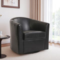 Swivel Barrel Accent Chair, Fully Assembled, Grey Black, Set of 1 | Comfy Reading Armchair, Upholstered Modern Round Single Sofa Seating Corner Chairs for Living Room Bedroom