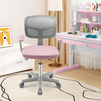 Giantex Kids Desk Chair, Ergonomic Adjustable Teen Task Chair w/Y-Shaped Lumbar Support, Armrest & Universal Wheels, Mesh Kid Office Chair for Sturdy, Kids Computer Chair for Boys & Girls 4-12, Pink