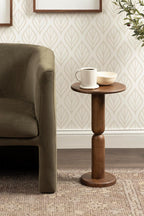 Kate and Laurel Macron Modern Mango Wood Round Side Table, 12 x 12 x 22, Walnut Brown, Transitional Wooden Pedestal Table for Use as Indoor Plant Stand or Useful Living Room End Table