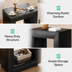 Tribesigns Rustic Wood End Table, 2 Tiered Square Side Table with Storage Shelf, Industrial Sofa Side Table for Living Room, Entrance (2, Black)