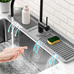 24'' Longer Faucet Mat for Kitchen Sink Splash Guard[7° Slope Fast Self-draining][Snap Lock Fit]Kitchen Sink Faucet Mat Splash Guard Kitchen Sink Area Water Splash Guard Behind Faucet Draining Mat