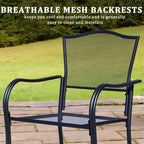 Outdoor Metal Patio Chairs Set of 2, Stackable Iron Mesh Dining Chairs with Armrests, All-Weather Bistro Chairs for Garden, Backyard, Porch, or Balcony