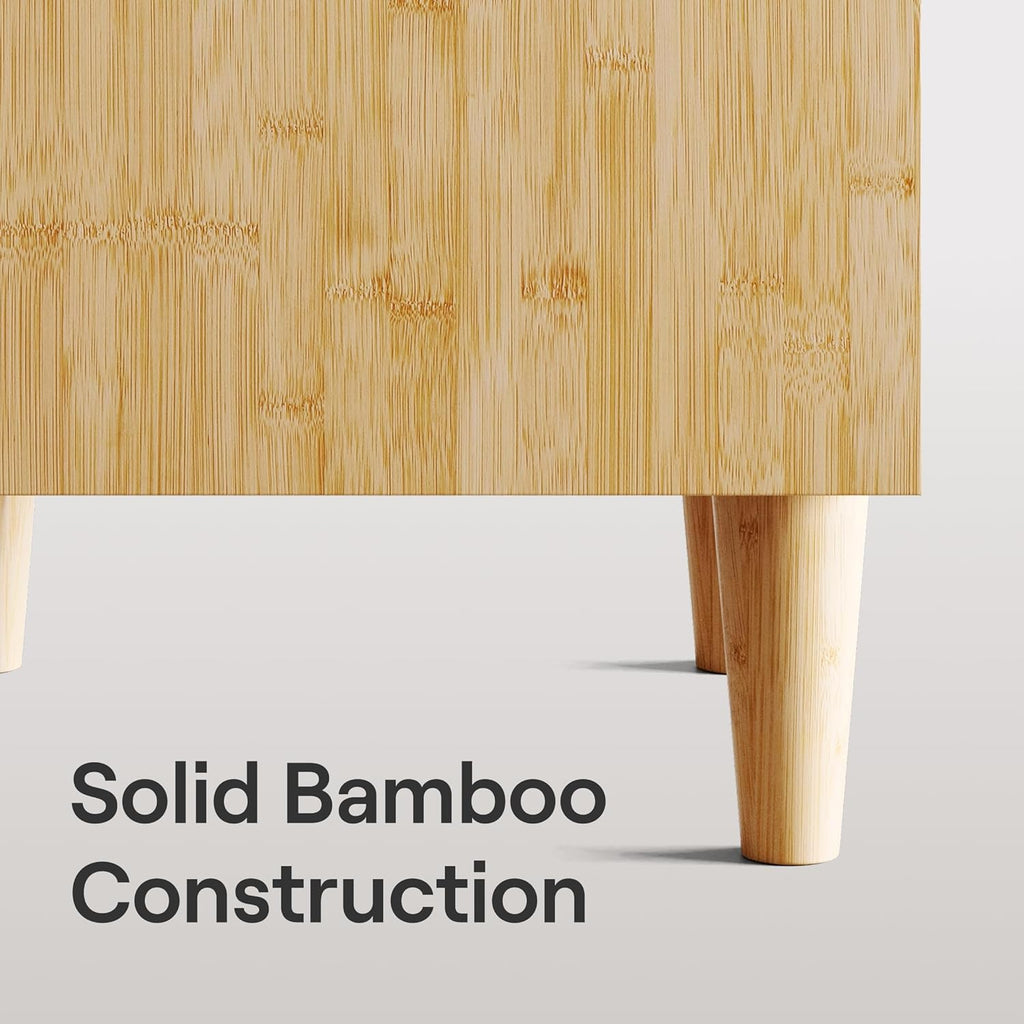 Nectar Bamboo Nightstand, Natural, 23" Height, Japanese Joinery | Bamboo Wood, Artisinal Japense Joinery, 2-Smooth Gliding Drawers, No-Tool Assembly