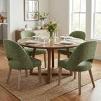 Wooden Dining Chairs Set of 4, Upholstered Modern Chenille Dining Room Chair Kitchen Chairs, Comfy Farmhouse Dinner Chair for Kitchen Dining Room, Green