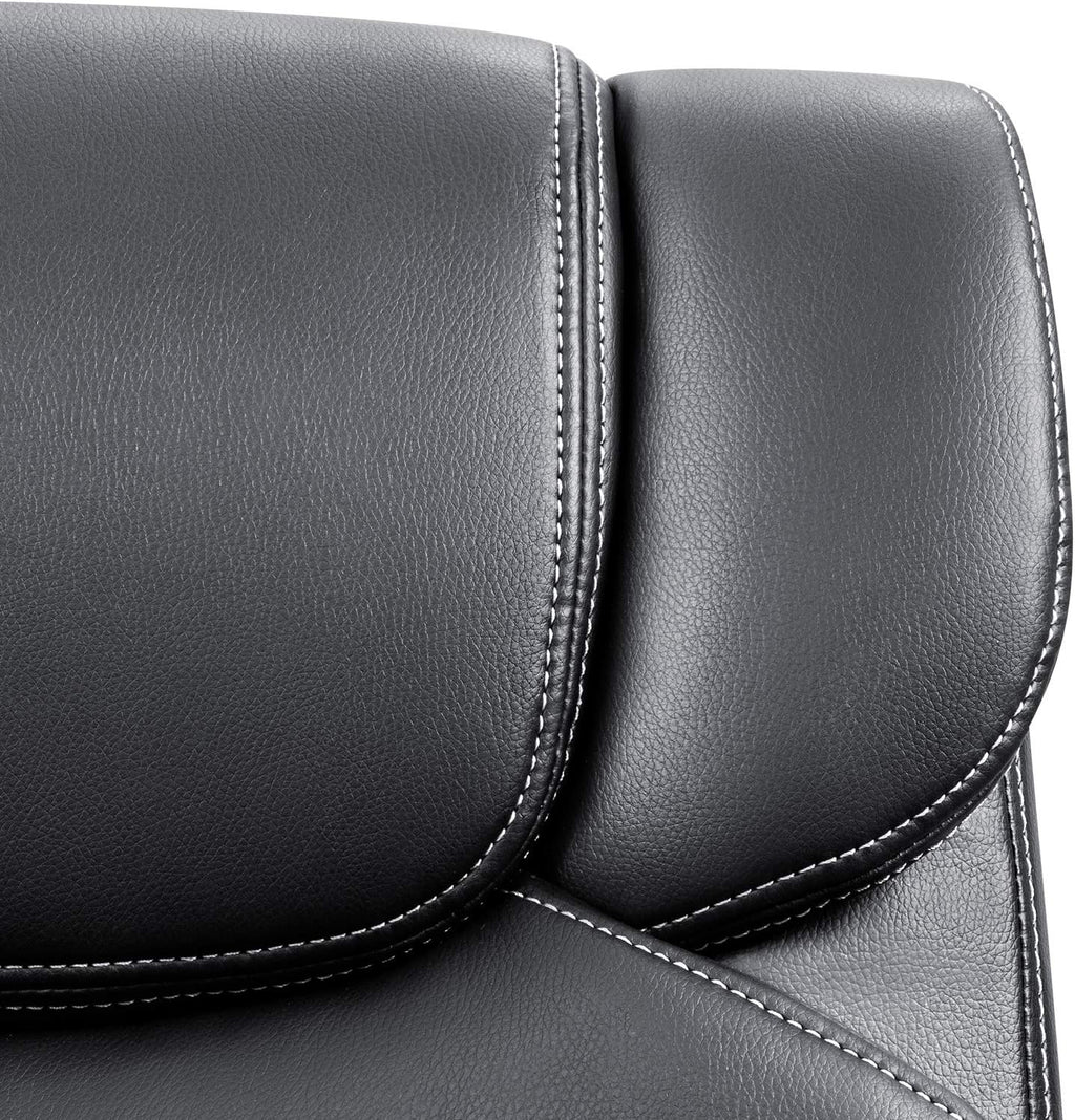 Furmax Mid Back Executive Office Chair Swivel Computer Task Chair with Armrests,Ergonomic Leather-Padded Desk Chair with Lumbar Support