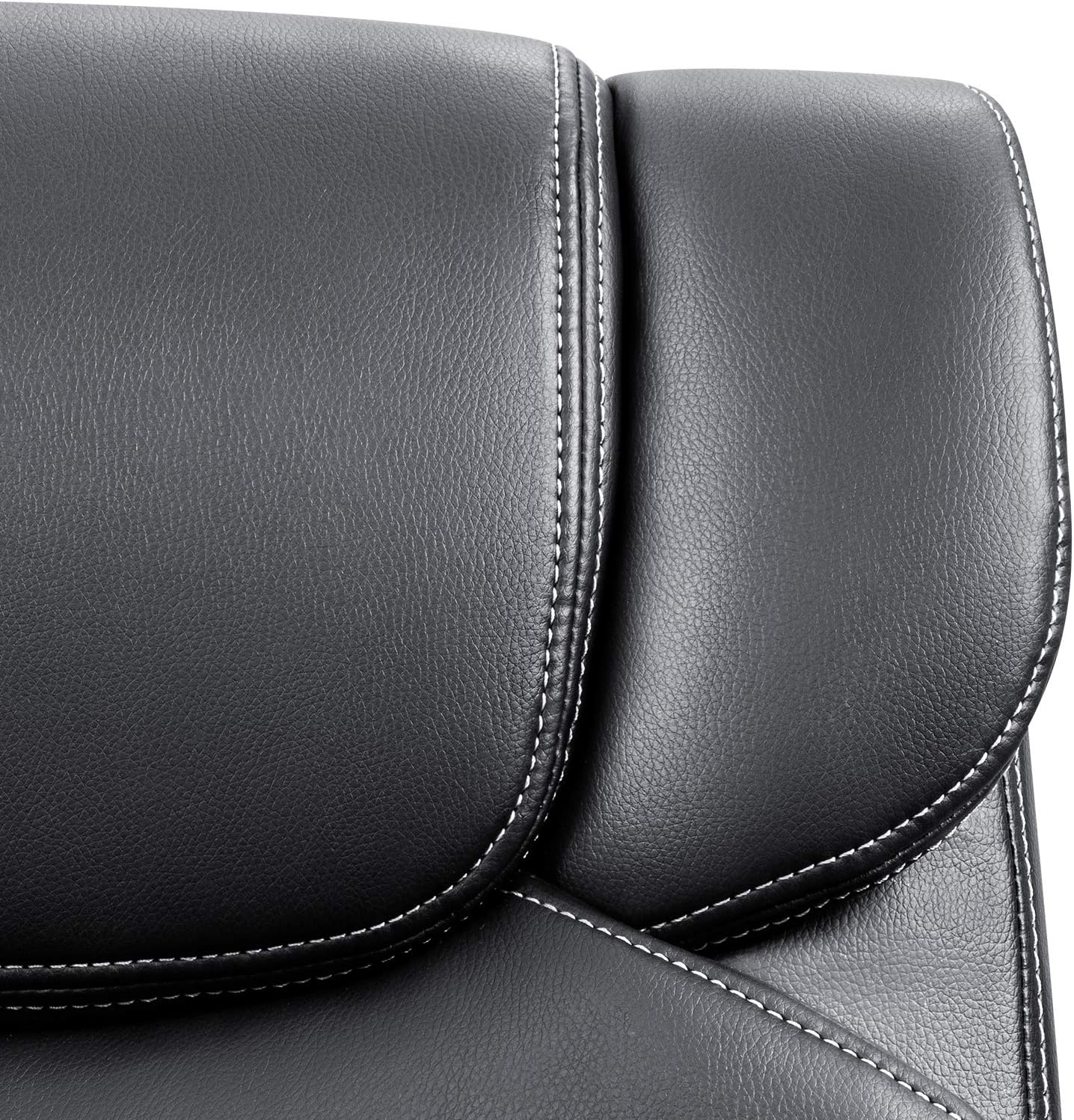 Furmax Mid Back Executive Office Chair Swivel Computer Task Chair with Armrests,Ergonomic Leather-Padded Desk Chair with Lumbar Support