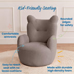 ECR4Kids Teddy Bear Sherpa Toddler Chair, 14in Seat Height, Kids Furniture, Grey