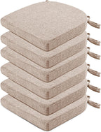 Wellsin Chair Cushions for Dining Chairs 6 Pack - Kitchen Chair Cushions with Ties and Non-Slip Backing - Dining Chair Pads 16"X16"X2", Oatmeal Beige