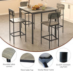 Kitchen Table and Chairs of 4, 5 Piece Dining Table Set | Sturdy Industrial Space Saving Dinette Set for Pub, Family Dinners, Apartment, Gray