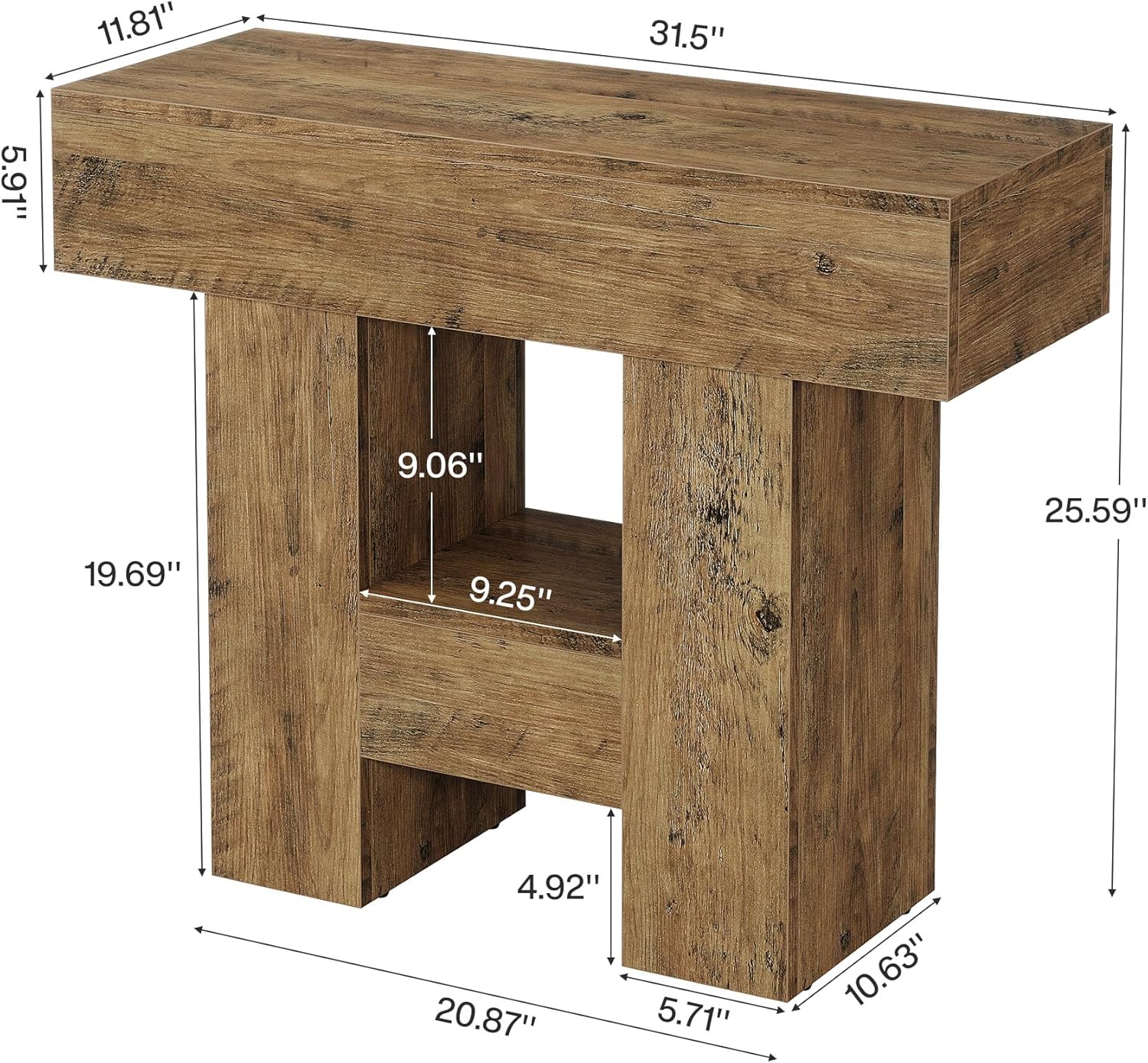 Tribesigns Farmhous End Table, 2-Tier Narrow Side Table with Storage Shelf for Living Room, Rustic Wooden Sofa Side Tables and Nightstand for Bedroom, Living Room, Apartment, Brown