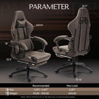 Dowinx Gaming Chair Office Chair PC Chair with Massage Lumbar Support, Vintage Style PU Leather High Back Adjustable Swivel Task Chair with Footrest (Brown)