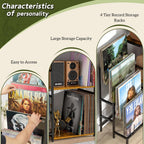 Record Player Stand, Turntable Stand with 4-Tier Vinyl Record Storage, Record Player Table Storage up to 200+ Albums, Record Player Cabinet with Vinyl Display Holder Shelf, vinyl Table for Living Room