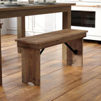 Flash Furniture Hercules Series 40" x 12" Commercial Grade Rustic Solid Pine Folding Bench, Antique Farmhouse Dining Bench, Seats up to 2 Adults